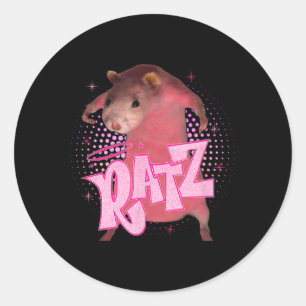 Ratz Rolig Rosa Mus Råtta Meme Män Kvinnor Hallowe Runt Klistermärke