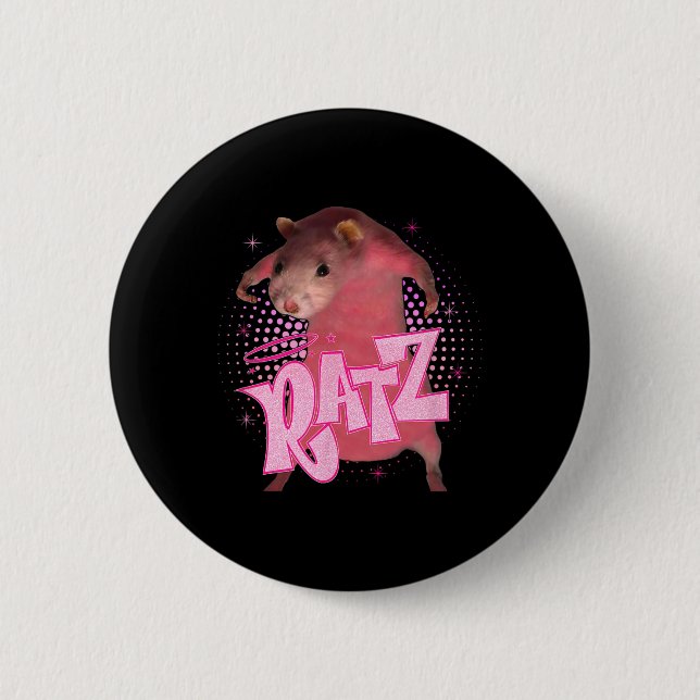 Ratz Rolig Rosa Musråtta Meme Män Kvinnor Hallowee Knapp (Framsida)