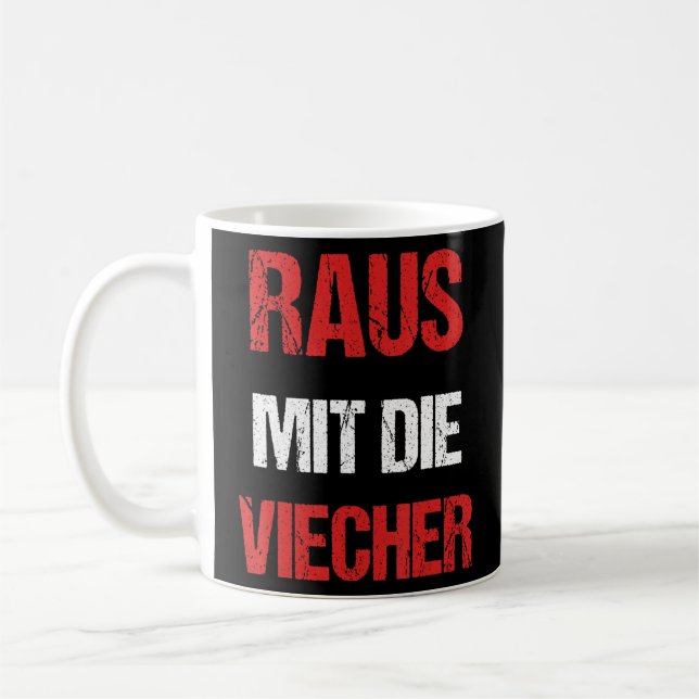 Raus Mit Die Viecher Say Knight Parody Meme Kaffemugg (Vänster)