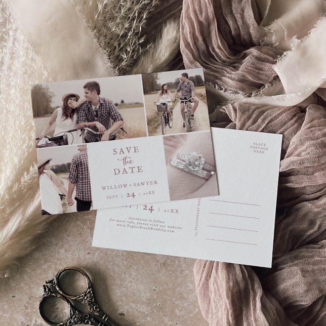 Raustic Ro Guld 4-fotomall Spara datum Inbjudan Vykort (Skapare uppladdad)