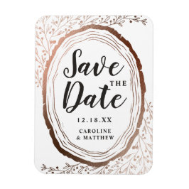 Raustic Wood Slice Copper Foil Höstumn Spara datum Magnet