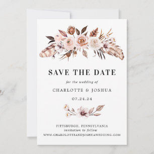 Raustik Jord-ton Boho Photo Save Date Inbjudningar