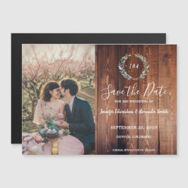 Raustik löv på lada-träfoto Spara datum Magnetisk Inbjudningskort