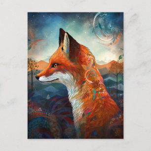 Räv Abstrakt Surreal Modern Boho Fantasy Konst Vykort