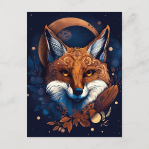 Räv Abstrakt Surreal Modern Boho Fantasy Konst Vykort