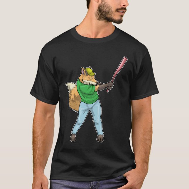 Räv Baseboll Basebollträ T Shirt (Framsida)