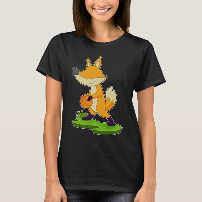 Räv Basketspelare Basket T Shirt (Framsida)