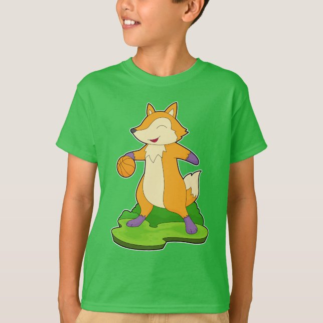 Räv Basketspelare Basket T Shirt (Framsida)