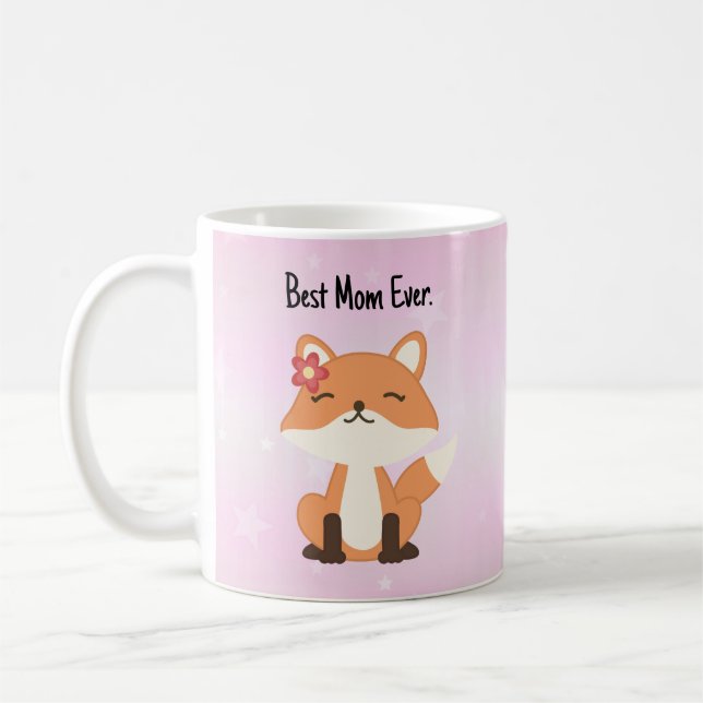 Räv Bästa mamma någonsin Rosa Kaffemugg (Vänster)