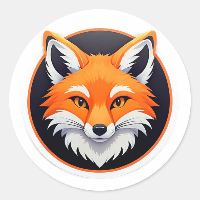 Räv Djärv Skogslevande Djur Natur Energi Emblem Runt Klistermärke (Framsida)