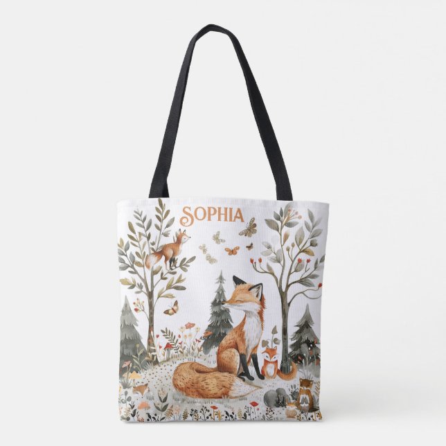 Räv Floral Skogsmark Tygkasse (Baksida)