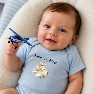 Räv Flyger Flygplan Personlig Baby Pojke Aviation T Shirt