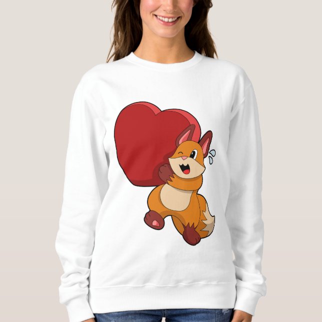 Räv förälskad med hjärta t shirt (Framsida)