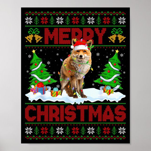 Räv ful jultröja Rolig räv Djur Glad Chris Poster (Framsidan)