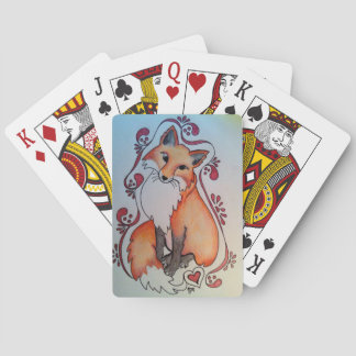Räv & hjärta som leker kort casinokort