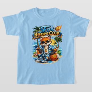 Räv Hoops Klubb Barn T-Shirt | Söt Sommar Basketba