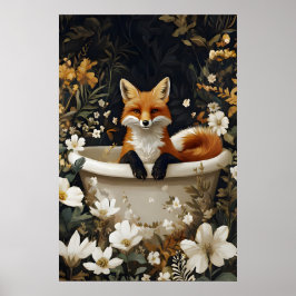 Räv i badkar Affisch, Rolig Djur Affisch, Räv Poster