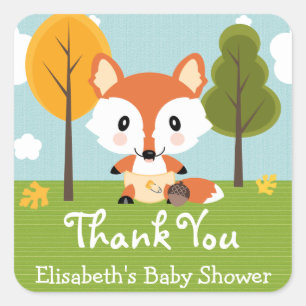 RÄV I BLÖJABABY SHOWERTACK FYRKANTIGT KLISTERMÄRKE