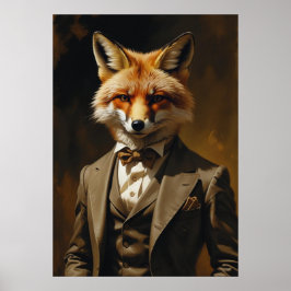 Räv i kostym konsttryck rolig djur väggposter poster