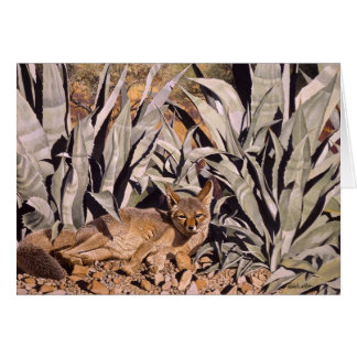 Räv i öknen "säkert hus ", hälsningskort