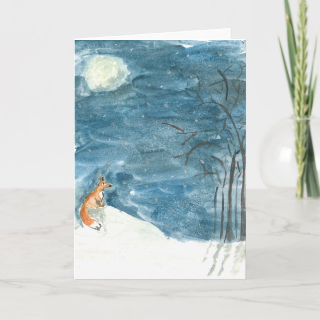 räv i vinter helgkort (Framsida)