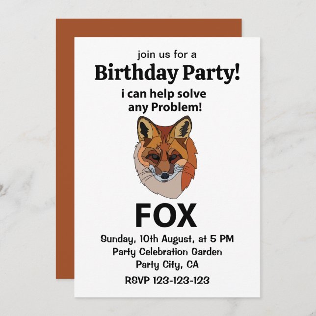 Räv Jag Kan Hjälpa Till Att Lösa Alla Problem Roli Inbjudningar (Fram/baksida)