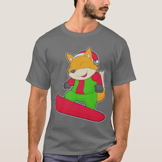 Räv jul snöskida t shirt (Framsida)