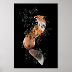 Räv med bär och bin - Giclee tryck från
