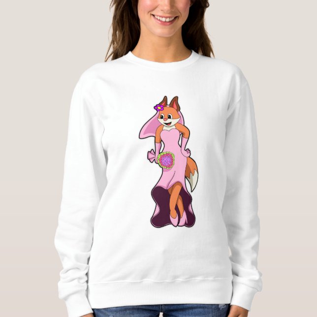 Räv med bröllopsklänning & bukett blommor t shirt (Framsida)