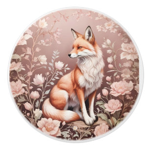 Räv med drömlika rosa blommor knopp