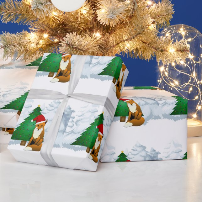 Räv med julgran presentpapper för barn (Helgdagar)