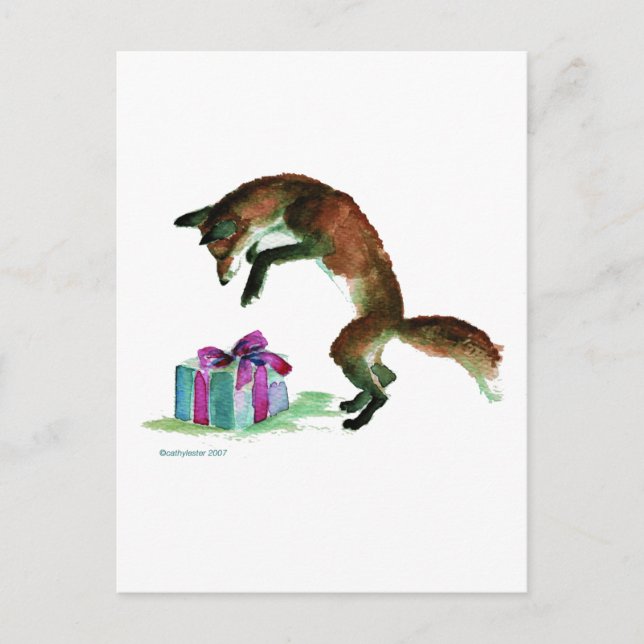 räv med nuvarande vykort (Framsida)