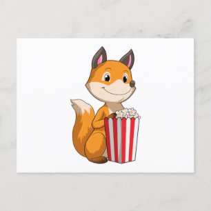 Räv med popcorn vykort