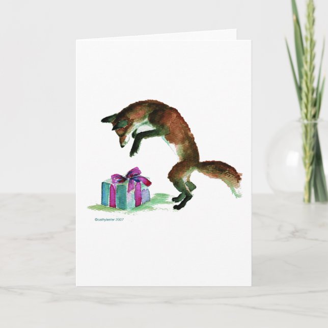 räv med present kort (Framsida)