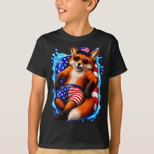 Räv med solglasögon patriotisk djur sommar pool t shirt