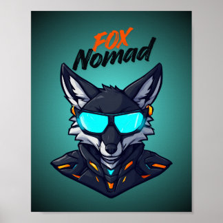 Räv Nomad Cyberpunk Mecha Neon Spelplansch Poster