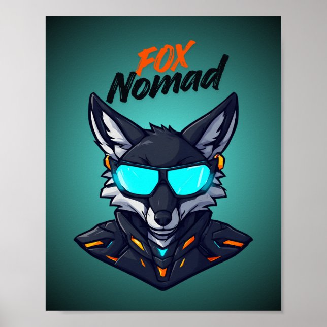 Räv Nomad Cyberpunk Mecha Neon Spelplansch Poster (Framsidan)