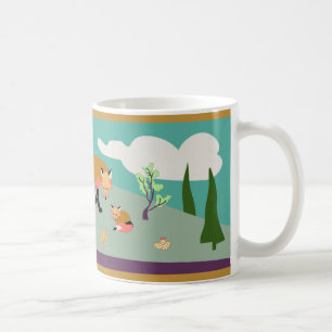 Räv och bebis i öken kaffemugg