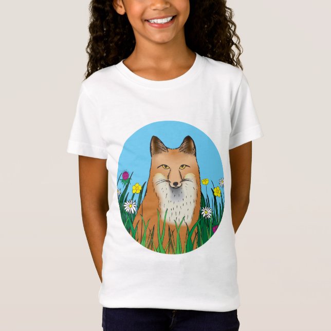 Räv och blommor t shirt (Framsida)