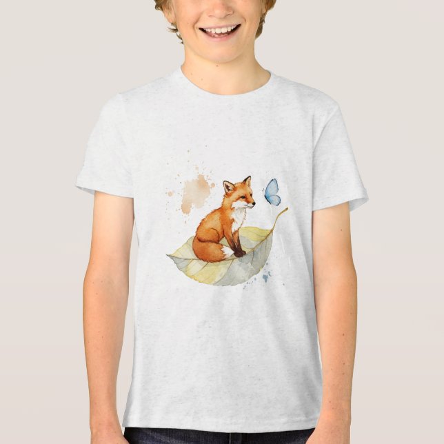 Räv och en fjäril t shirt (Framsida)