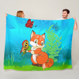 räv och fjäril fleecefilt
