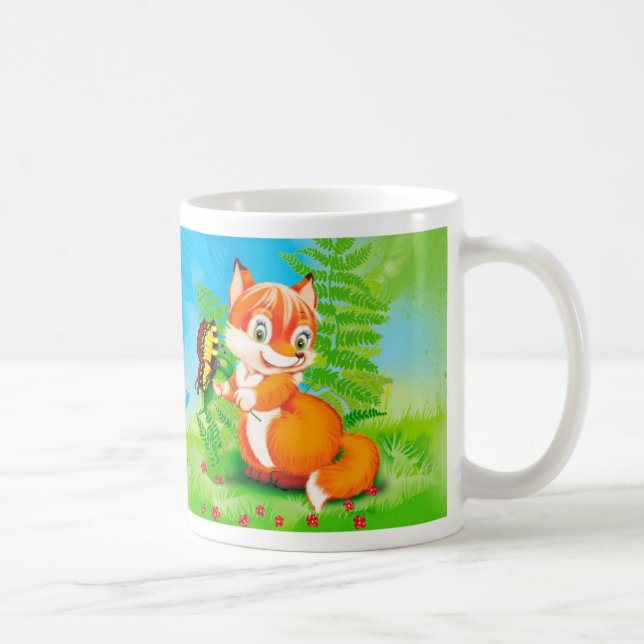 räv och fjäril kaffemugg (Höger)