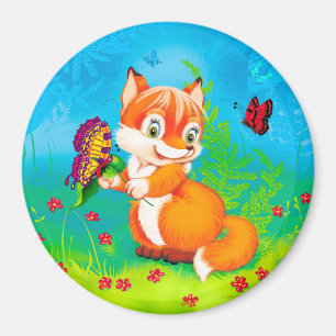 räv och fjäril magnet