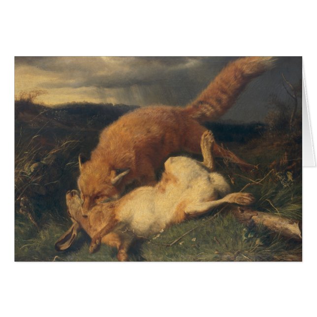 Räv och Hare, 1866 Hälsningskort (Framsidan Horizontal)