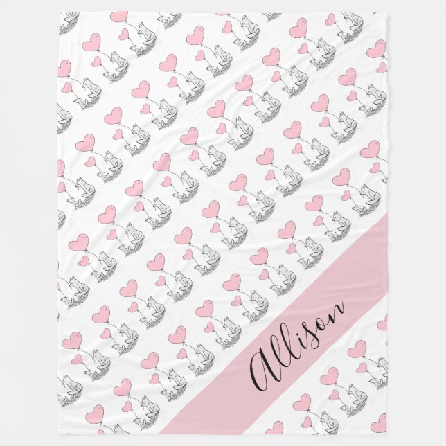 Räv och hjärtan fleecefilt (Framsidan)