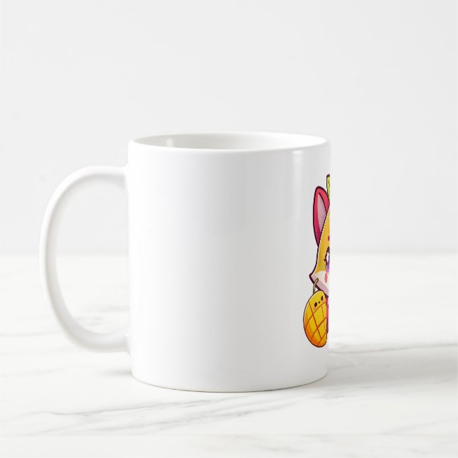 Räv och Mango Söt Konst  Kaffemugg (Vänster)
