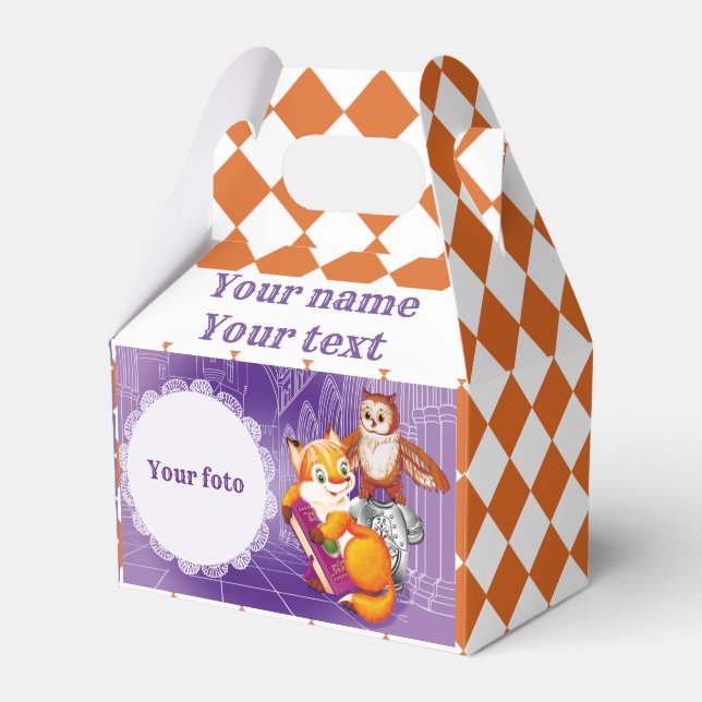 räv och uggla violett presentaskar (Framsidan Sidan)