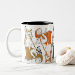 Räv och vänner kaffemuggs tema grafik Två-Tonad mugg