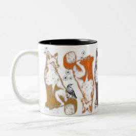 Räv och vänner kaffemuggs tema grafik Två-Tonad mugg