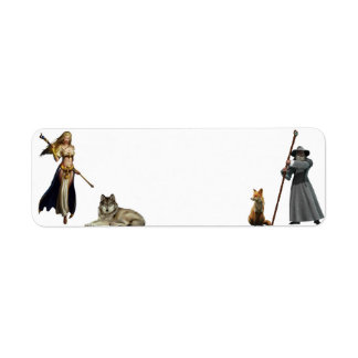 räv och varg med figurer v2-etikett returadress etikett